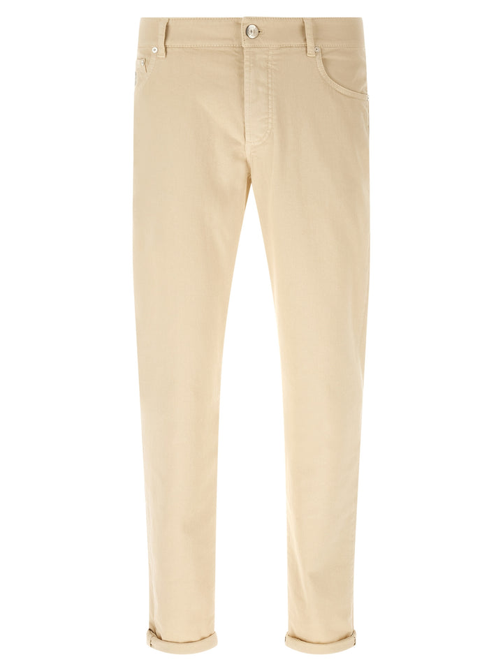 Brunello Cucinelli Beige Cotton Straight-Leg Jeans