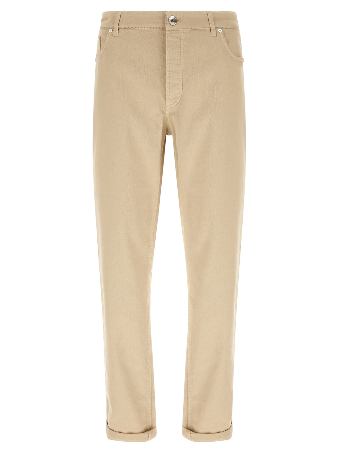 Brunello Cucinelli Beige Cotton Tapered Jeans