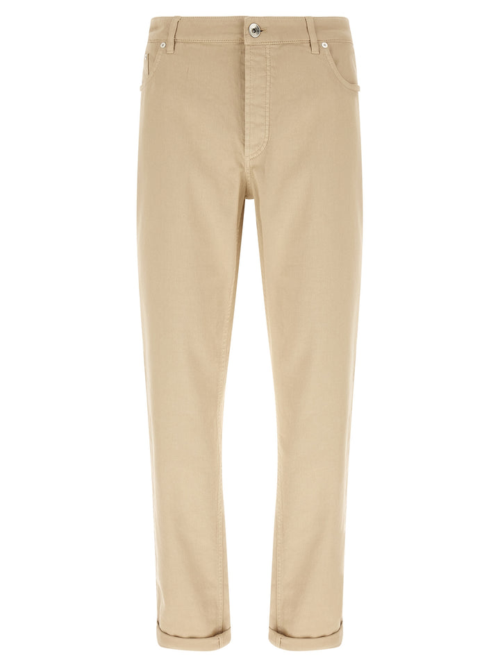 Brunello Cucinelli Beige Cotton Tapered Jeans
