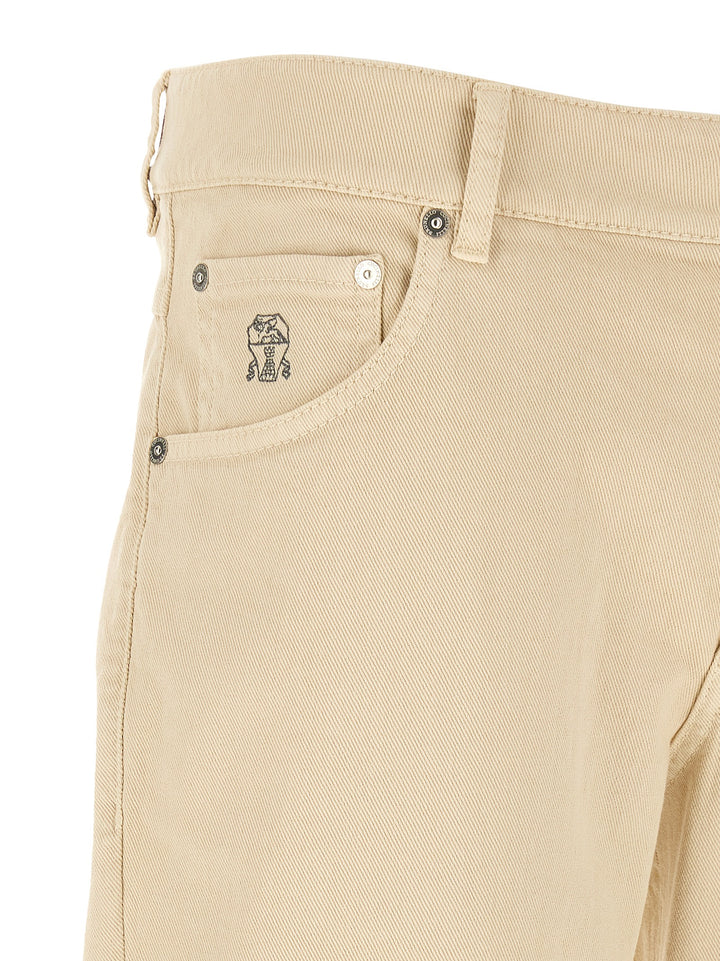 Brunello Cucinelli Beige Cotton Straight-Leg Jeans