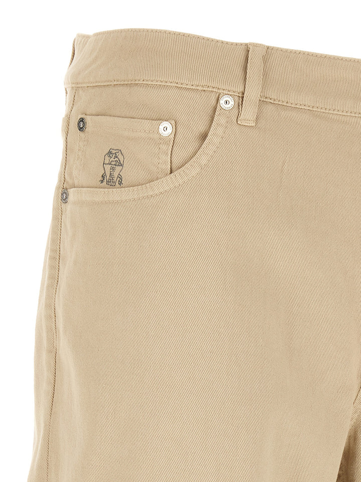 Brunello Cucinelli Beige Cotton Tapered Jeans