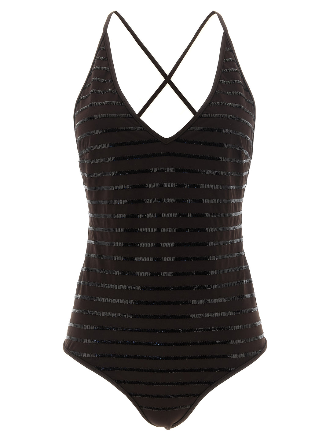 Brunello Cucinelli Brown Polyamide One-Piece Swimsuit