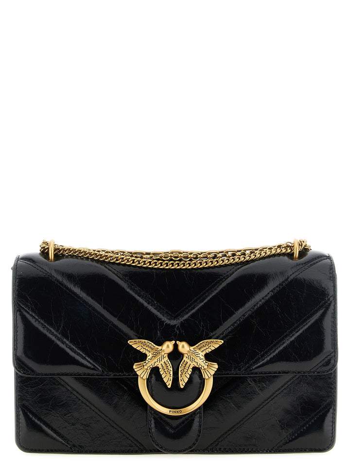 PINKO Black Calfskin Shoulder Bag