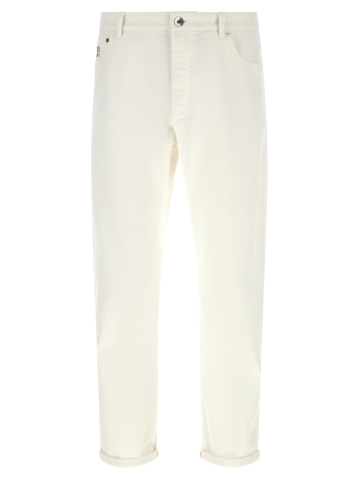 Brunello Cucinelli White Cotton Cropped Jeans