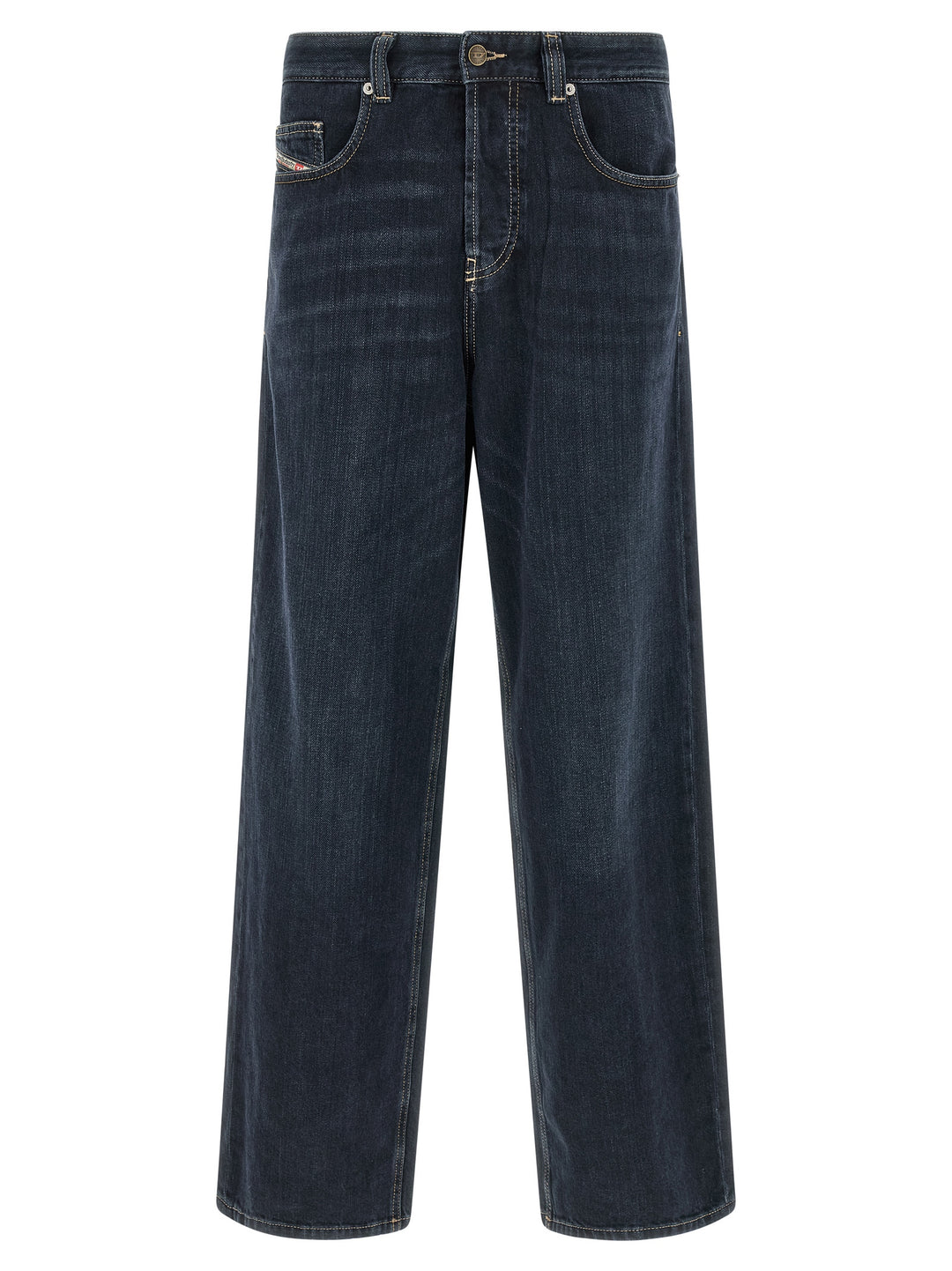 Diesel Blue Cotton Relaxed Fit Jeans