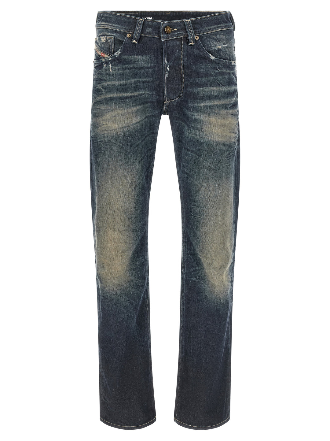 Diesel Blue Cotton Straight-Leg Jeans
