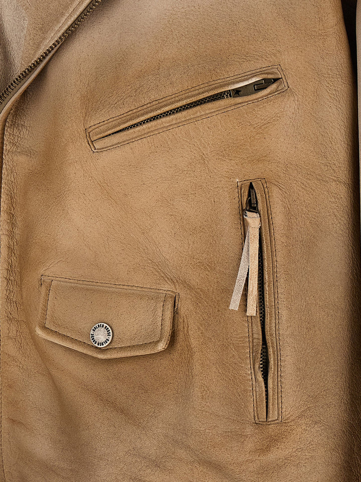Golden Goose Beige Buffalo Leather Leather Jacket