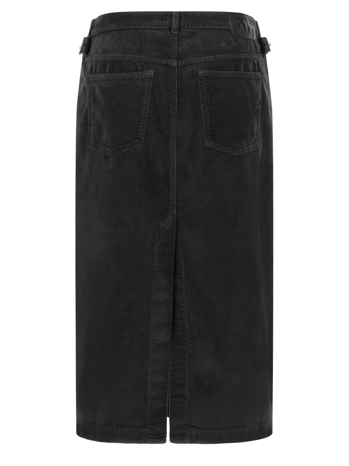 PINKO Black Cotton Midi Skirt