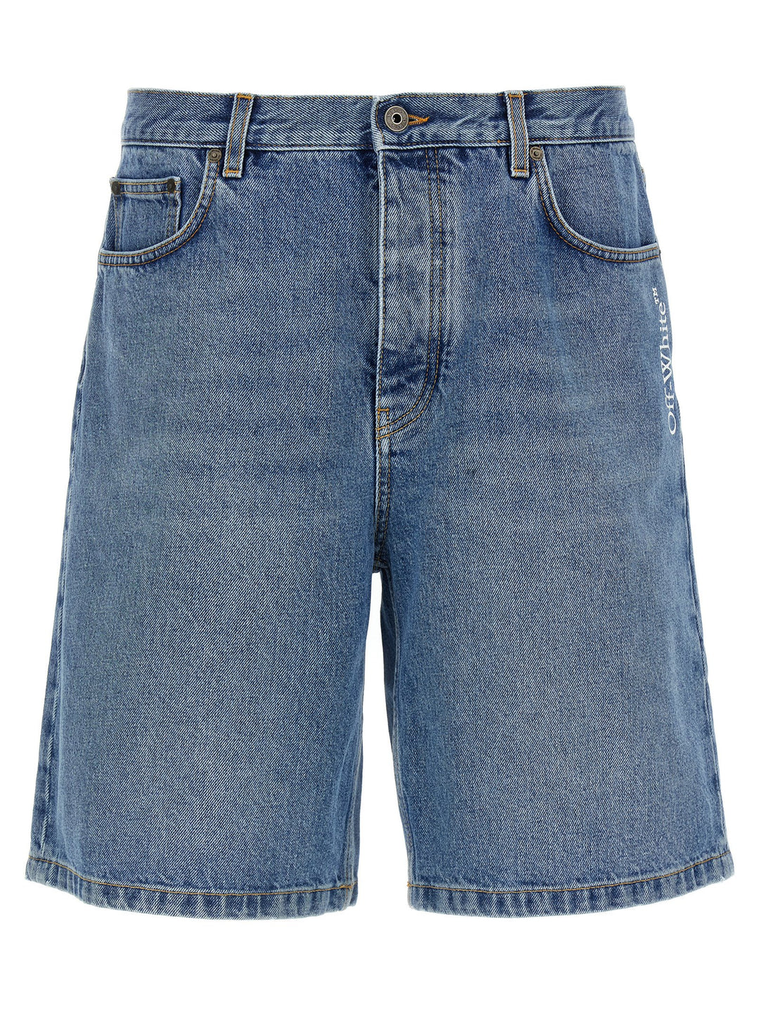 Off-White Blue Cotton Bermuda Shorts
