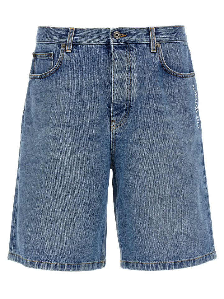 Off-White Blue Cotton Bermuda Shorts