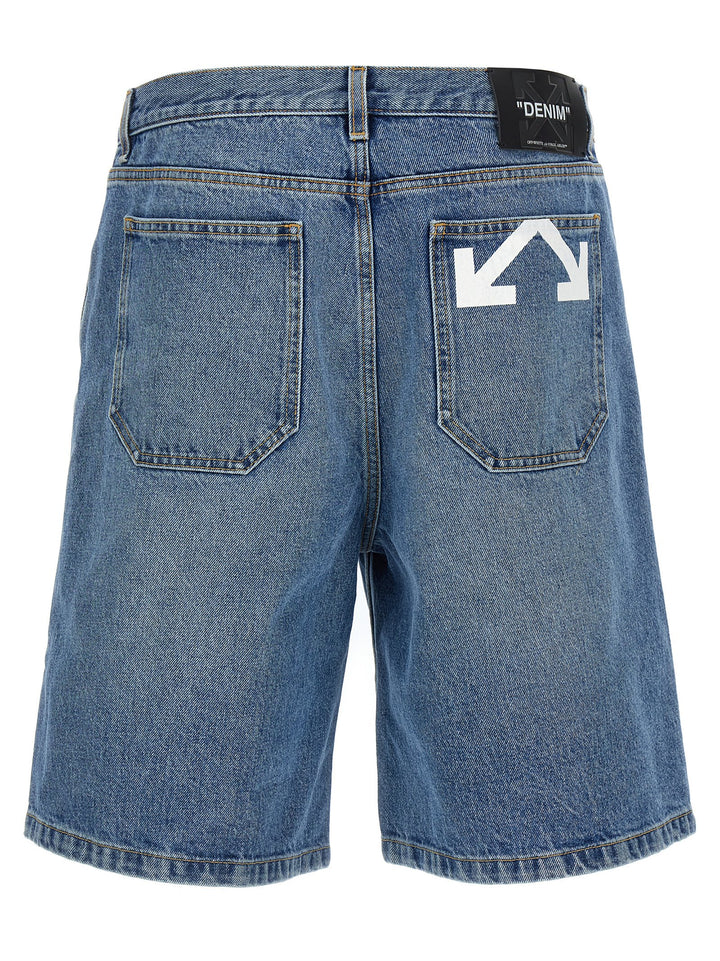 Off-White Blue Cotton Bermuda Shorts