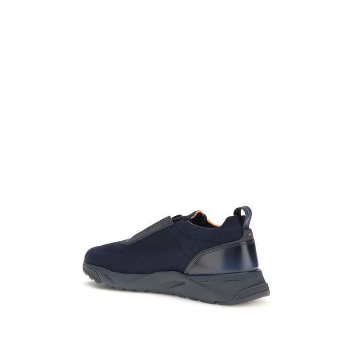 Santoni Blue Fabric Athletic Sneakers