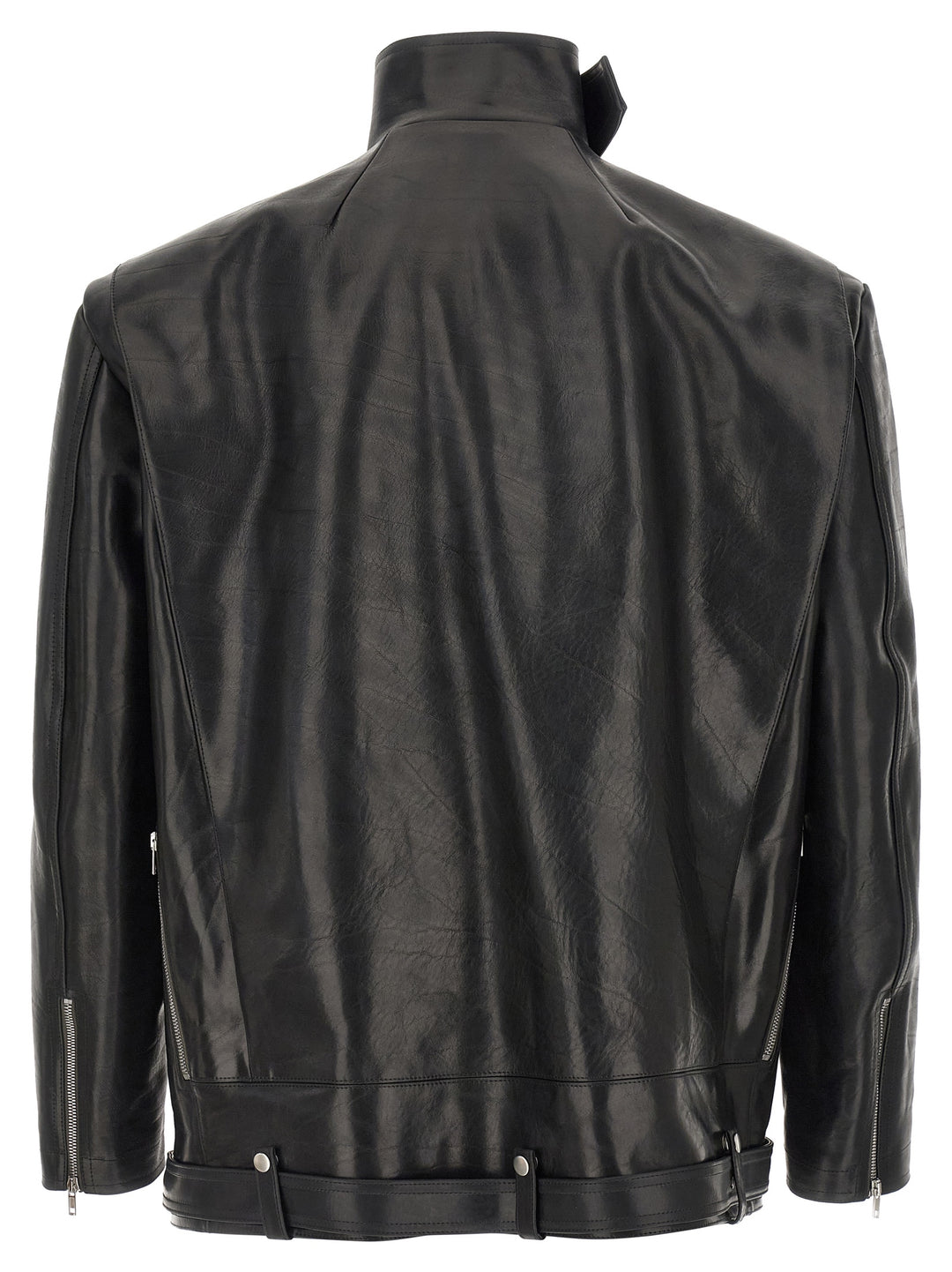 Rick Owens Black Bull Skin Leather Jacket