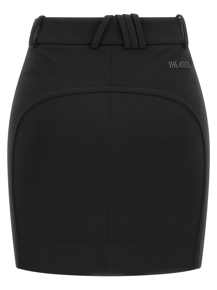 The Attico Black Viscose Long Skirt
