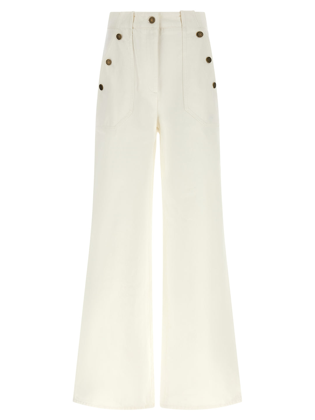 Max Mara White Cotton Flared Pants