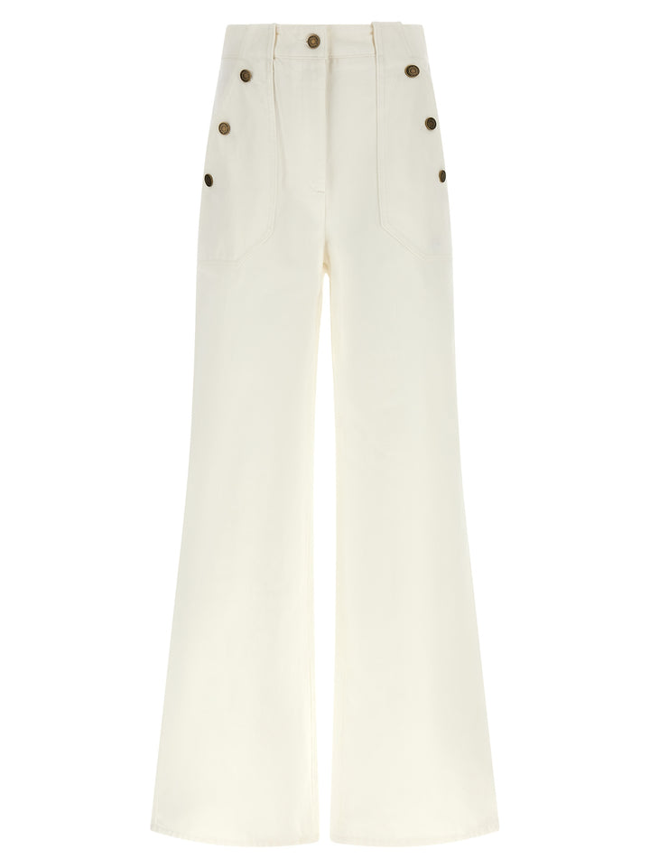 Max Mara White Cotton Flared Pants