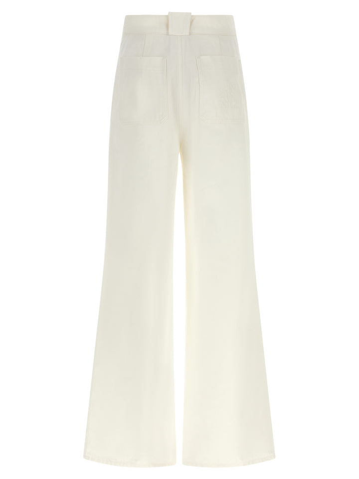 Max Mara White Cotton Flared Pants