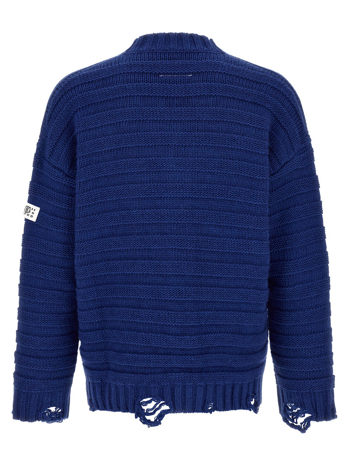 MM6 Maison Margiela Blue Virgin Wool Cardigan