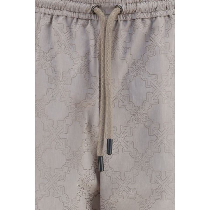 Off-White Beige Cotton Casual Pants