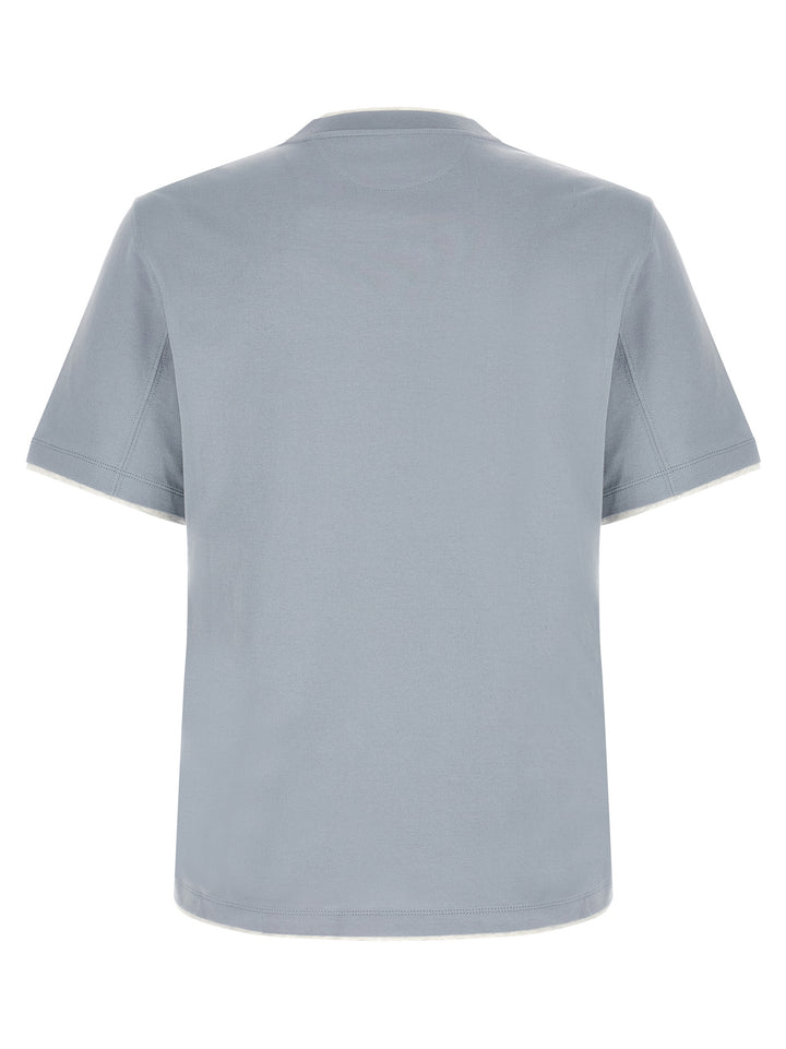Brunello Cucinelli Blue Cotton T-Shirt