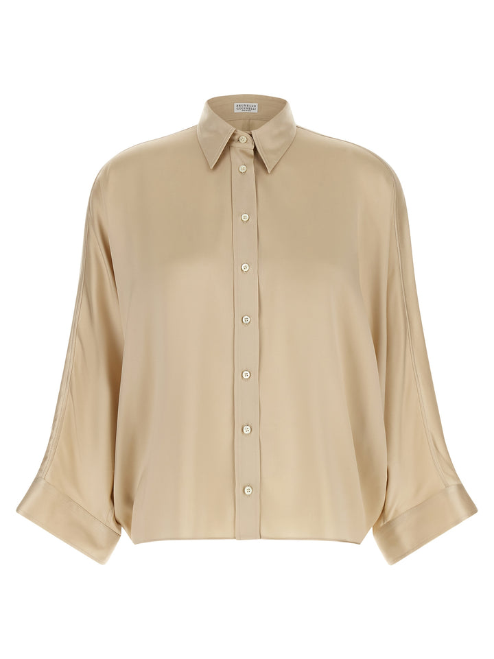 Brunello Cucinelli Beige Silk Blouse