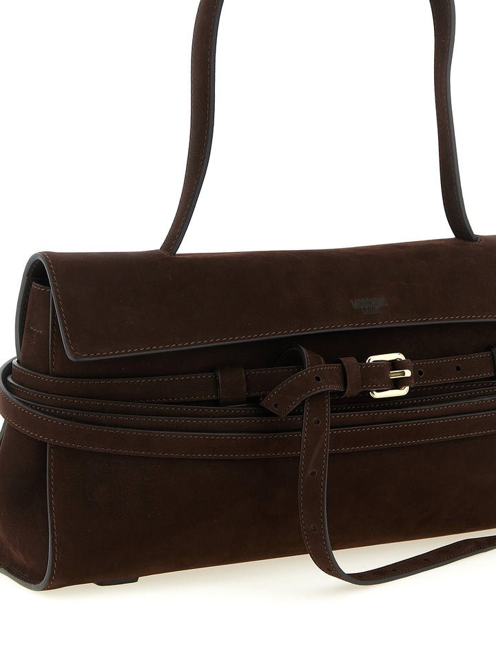 Moschino Brown Calfskin Shoulder Bag