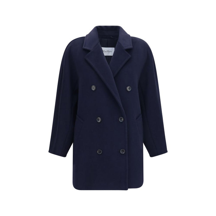 Max Mara Blue Wool Oves Aries Full-Length Jacket