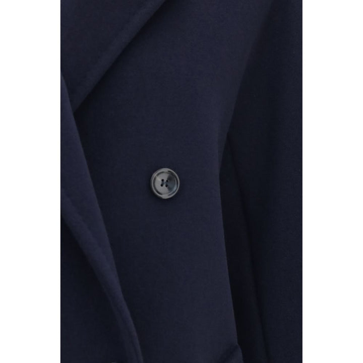Max Mara Blue Wool Oves Aries Full-Length Jacket
