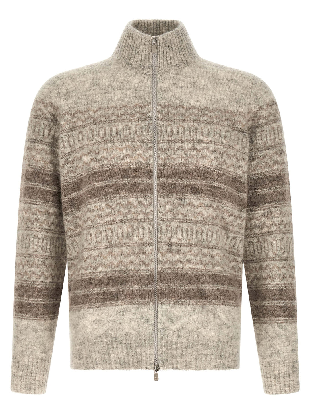 Brunello Cucinelli Beige Alpaca Leather Cardigan