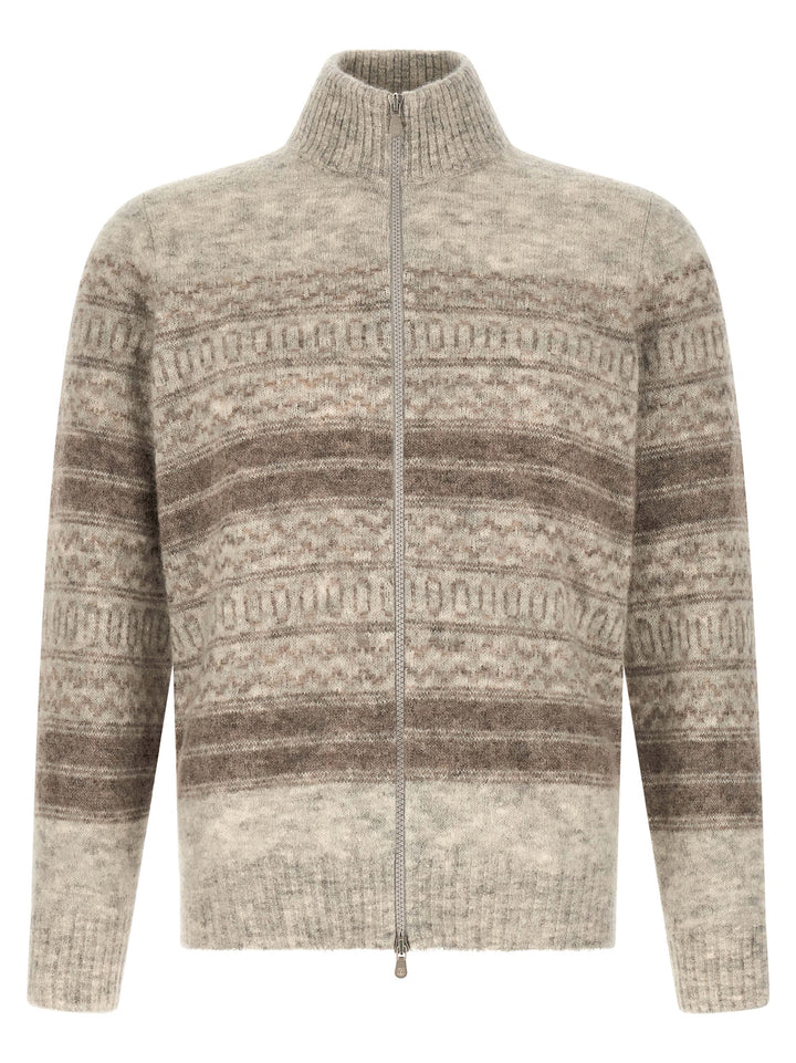 Brunello Cucinelli Beige Alpaca Leather Cardigan