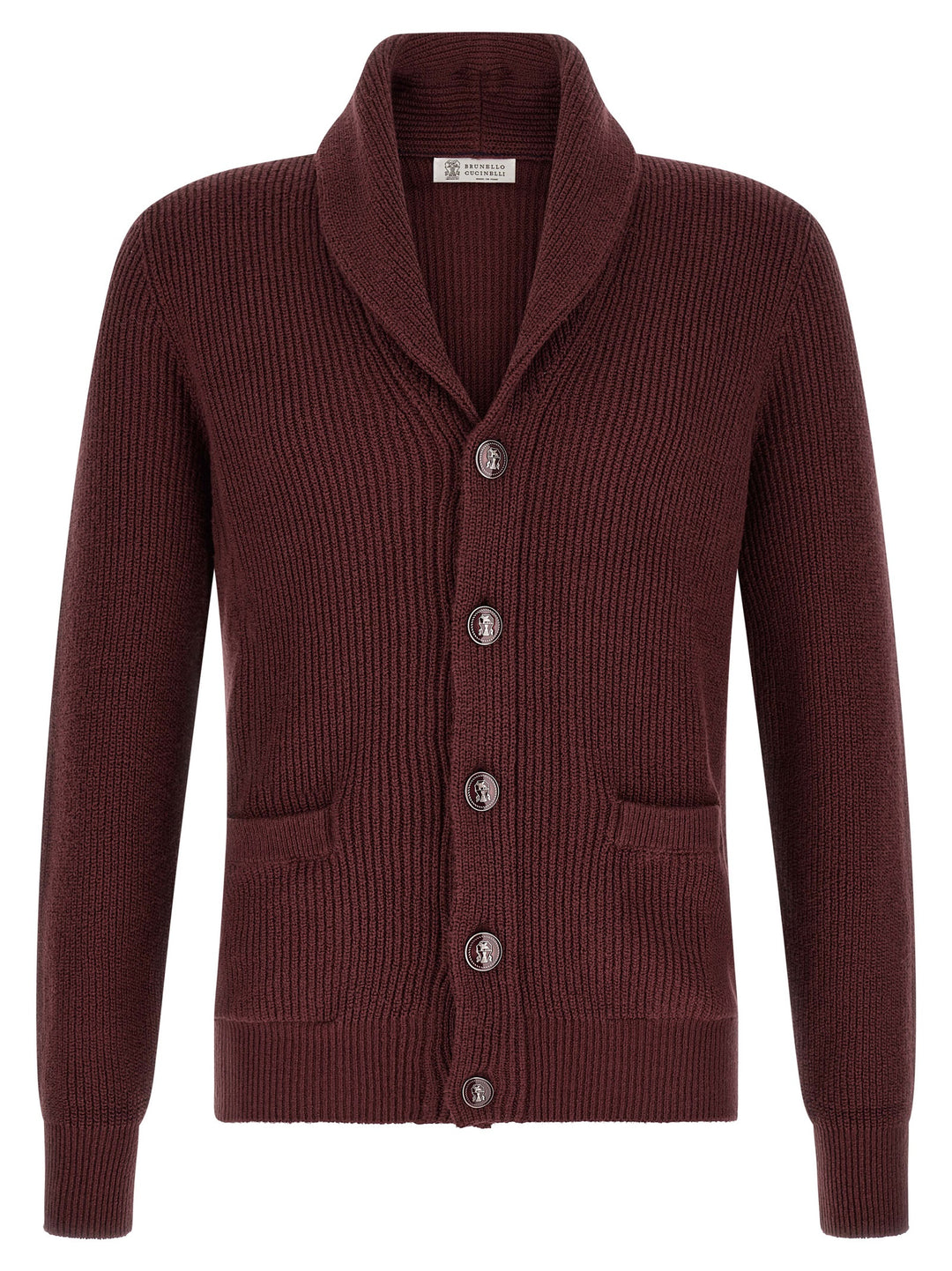 Brunello Cucinelli Bordeaux Cotton Cardigan