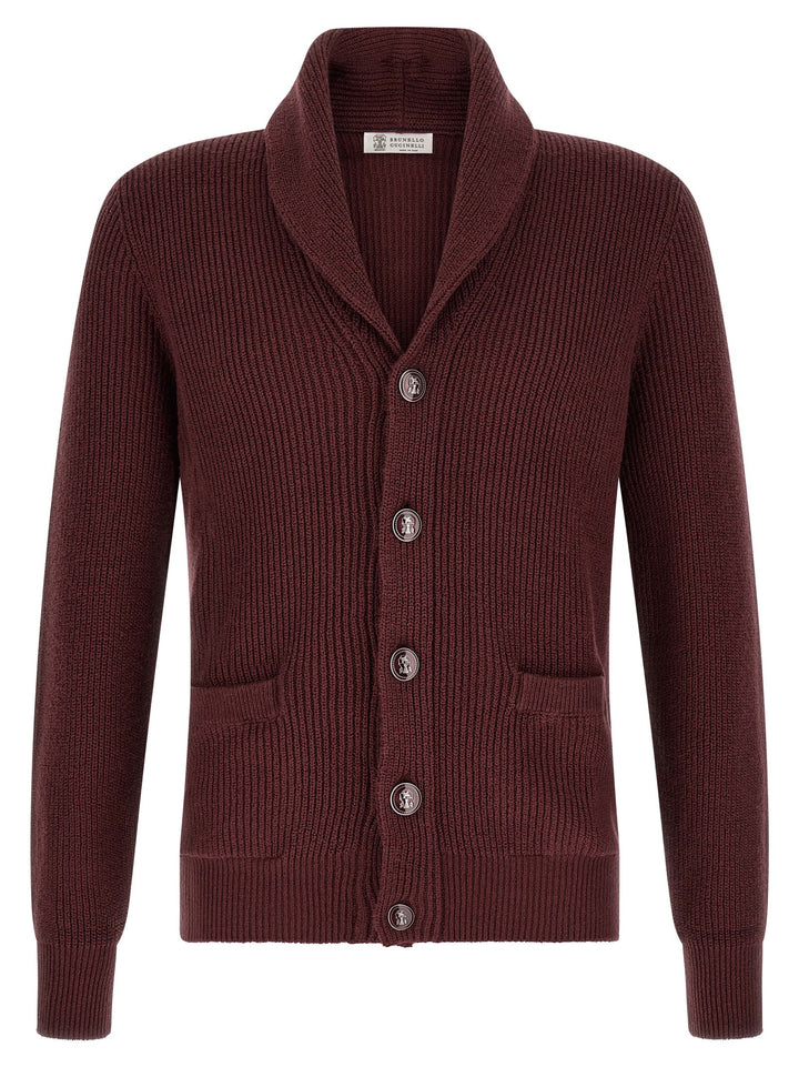 Brunello Cucinelli Bordeaux Cotton Cardigan