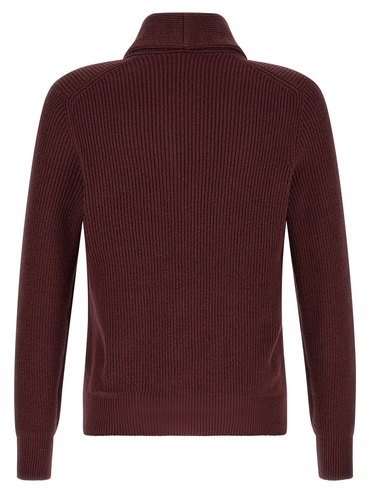 Brunello Cucinelli Bordeaux Cotton Cardigan