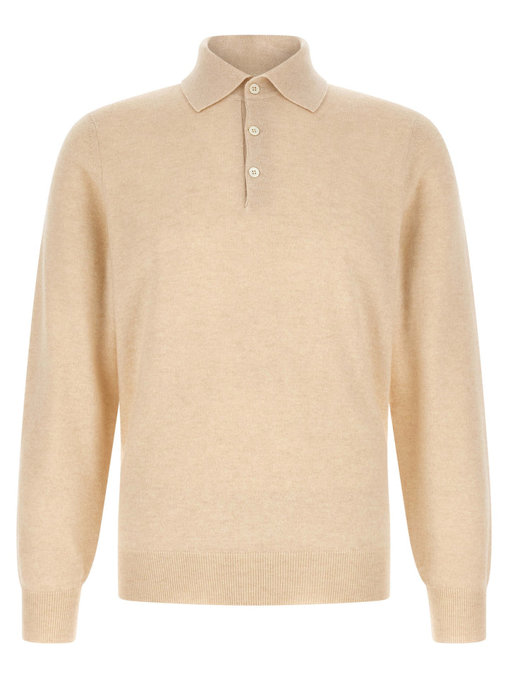 Brunello Cucinelli Beige Cashmere Polo Shirt