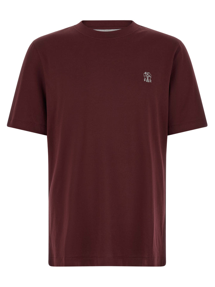 Brunello Cucinelli Bordeaux Cotton T-Shirt