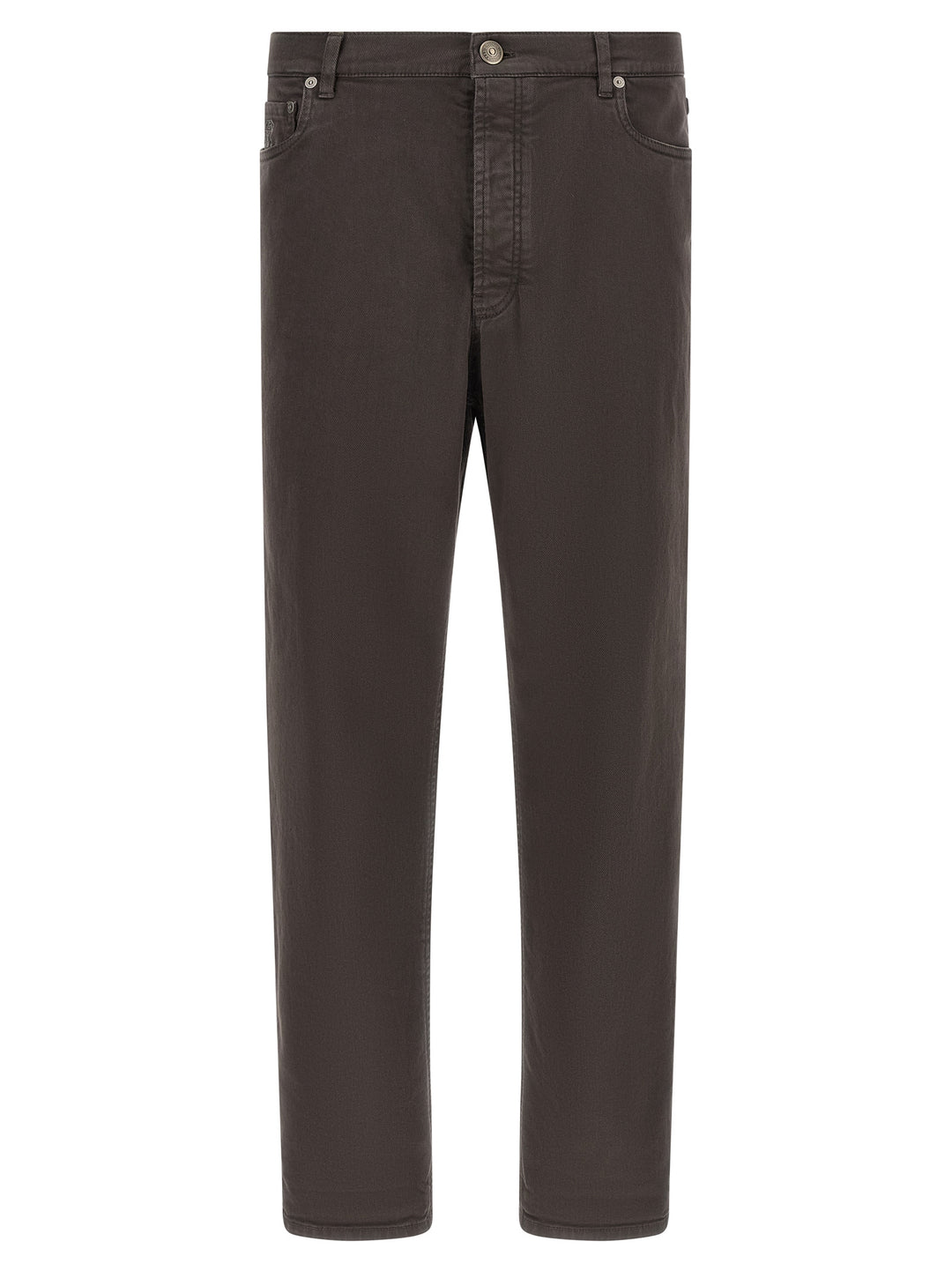 Brunello Cucinelli Brown Cotton Straight-Leg Jeans
