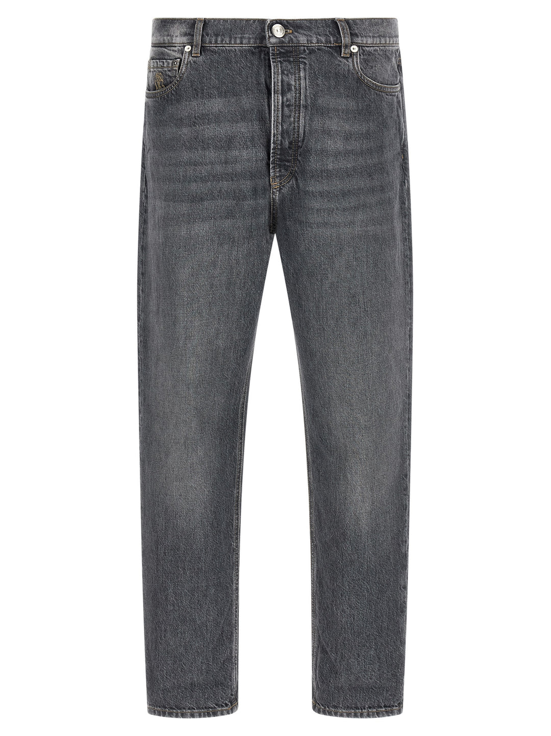 Brunello Cucinelli Gray Cotton Straight-Leg Jeans