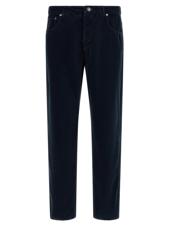 Brunello Cucinelli Blue Cotton Casual Pants