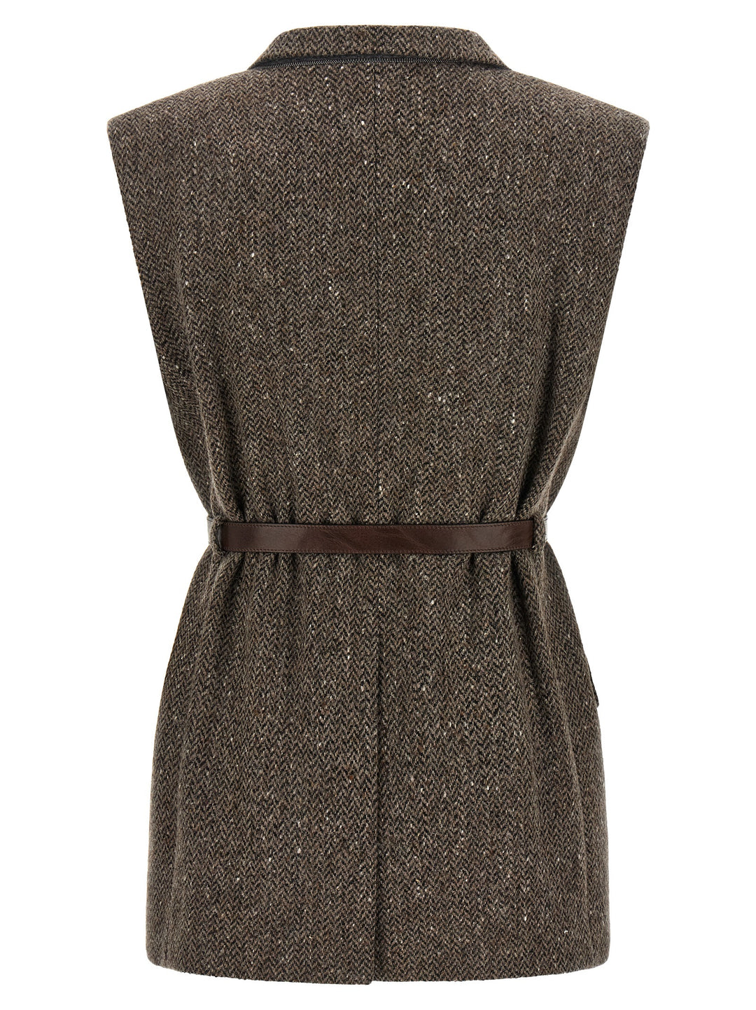 Brunello Cucinelli Brown Virgin Wool Sleeveless Jacket