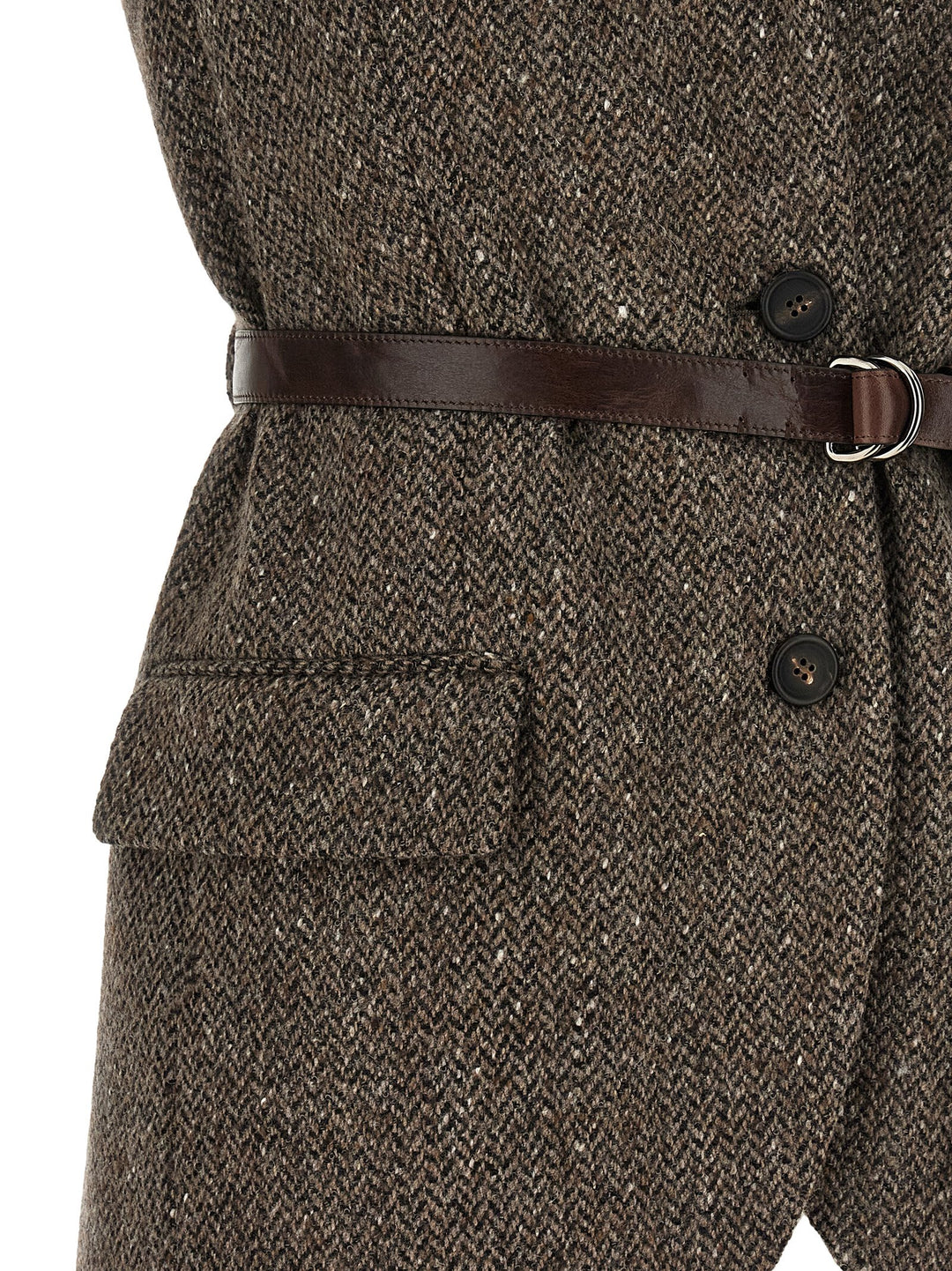 Brunello Cucinelli Brown Virgin Wool Sleeveless Jacket