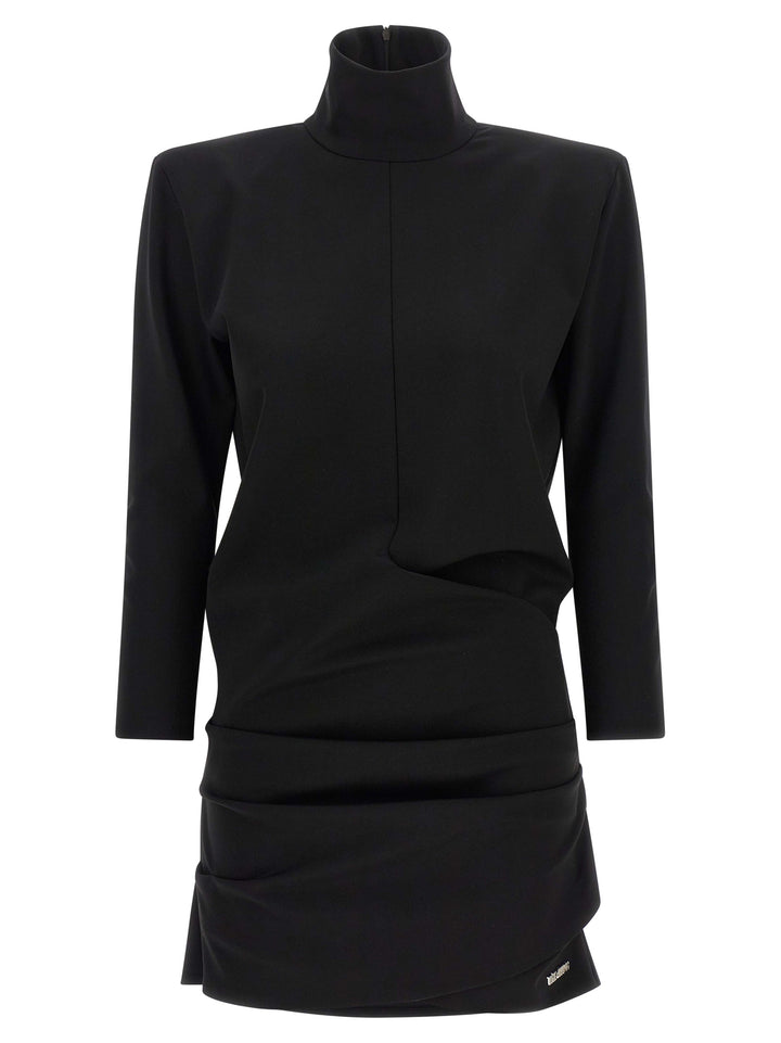 The Attico Black Viscose Short Dress