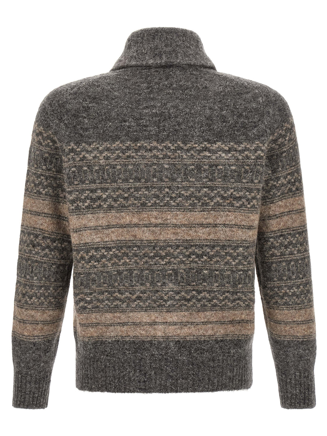 Brunello Cucinelli Gray Alpaca Leather Cardigan