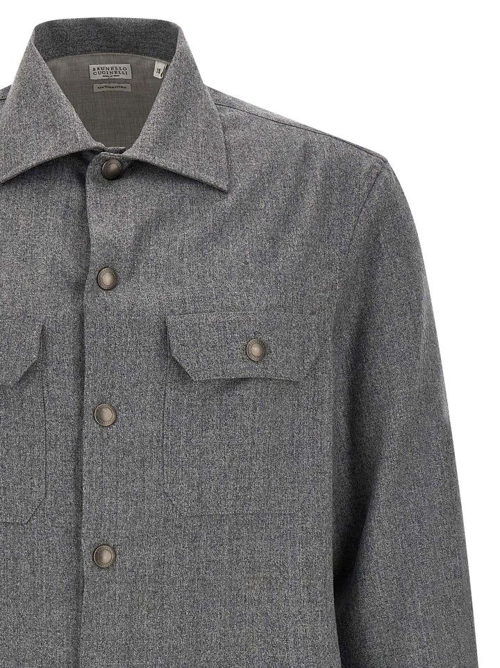 Brunello Cucinelli Gray Virgin Wool Blouse