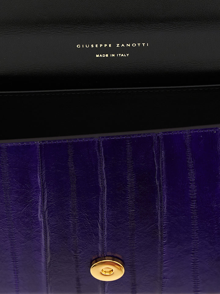 Giuseppe Zanotti Purple Leather Clutch Bag