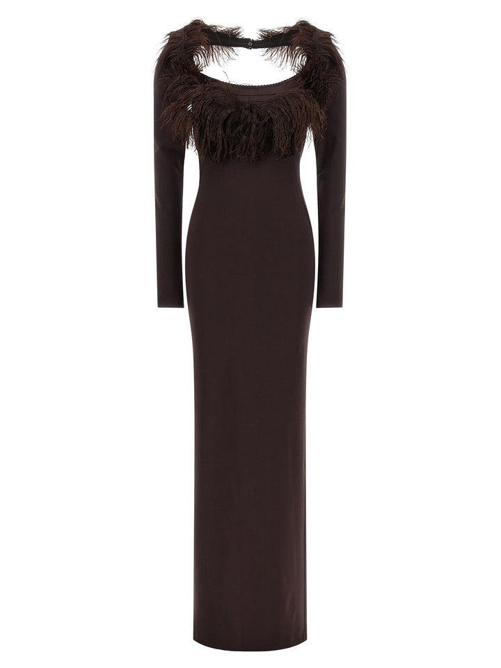 The Attico Brown Viscose Long Dress