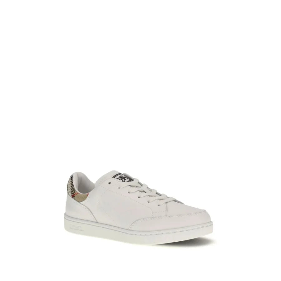 Burberry White Calf Leather Bos Taurus Low Top Sneakers