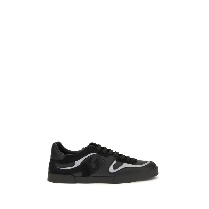Dolce &amp; Gabbana Black Calf Leather Bos Taurus Sneakers