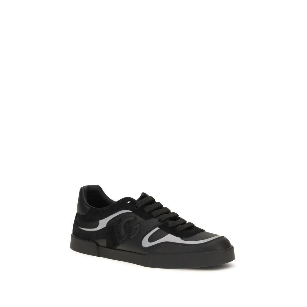 Dolce &amp; Gabbana Black Calf Leather Bos Taurus Sneakers