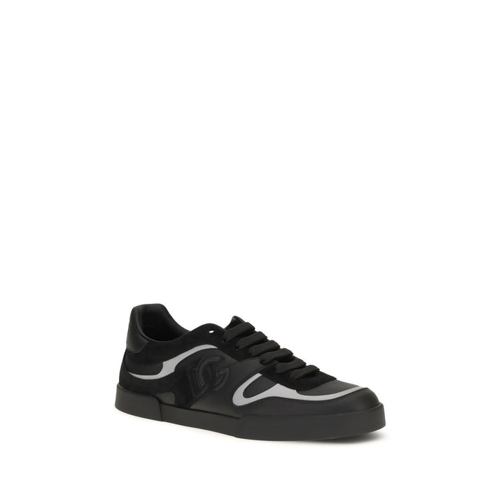 Dolce &amp; Gabbana Black Calf Leather Bos Taurus Sneakers
