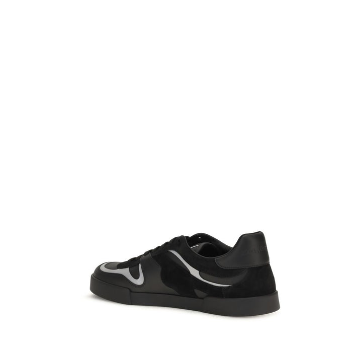 Dolce &amp; Gabbana Black Calf Leather Bos Taurus Sneakers